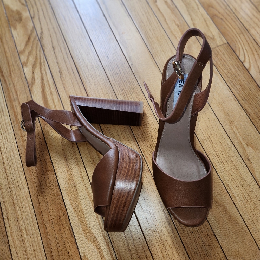 Steve Madden Brown Platform Block Heel Sandals